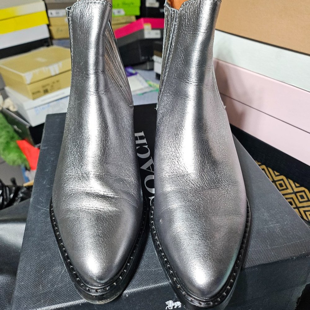 Tan and silver coach boots. Tan is size 8 and silver is size 7.5